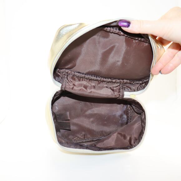 Badgley Mischka Gold Metallic Makeup Bag Travel Case - Picture 5 of 5